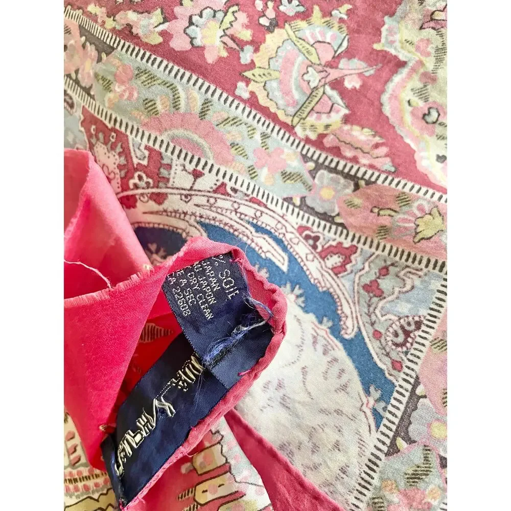 Vintage 90s Ralph Lauren Silk Scarf 30” Paisley Made in Japan Square